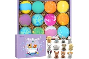 EXCALLA Bath Bombs for Kids with Surprise Toys Inside for Girls Boys - 12 PCs Bubble Bath Fizz Balls Gift Set with Surprised Puppy Toy, Gentle and Kids Safe for Easter Eggs Stuffers Christmas