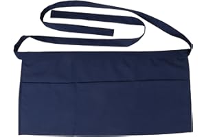 SEW UR LIFE Resist water 3 big Pockets Waist Server Apron Kitchen Restaurant Unisex Half Aprons