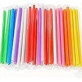 300 Individually Wrapped Boba Straws 0.43" x 9.5" Jumbo Disposable Plastic Straws for Smoothies, Milkshakes &amp; Bubble Tea-Large Thick Straws, Plastic Straws Disposable, Boba Straws Disposable.