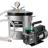PB Motor Tech 3 Gallon Vacuum Chamber Kit with 4.5CFM Vacuum Pump, Tempered Glass Lid Vacuum Chamber and 38 Micron Vacuum Pum