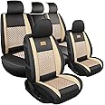 Car Seat Cover Cushions PU Leather, FuriAuto Front Rear Full Set Car Seat Covers for 5 Seats Vehicle Suitable for Year Round Use(Black)