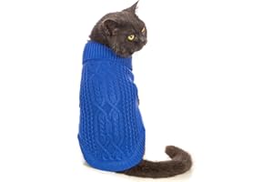 Jnancun Cat Sweater Keep Your Pets Cozy, 16 Color Turtleneck Knitted Sleeveless Cat Clothes, Winter Outfits for Cats & Small Dogs During Cold Seasons (Dark Blue, Large)