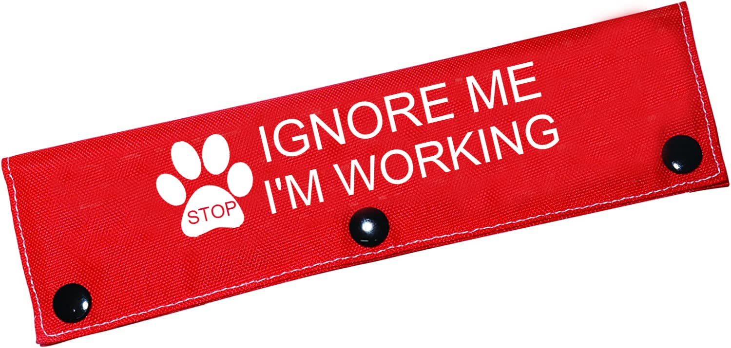 Funny Dog Leash Sleeve Working Dogs Gift Stop Ignore Me I'm Working Dog Leash Wrap With Alert Hanging ID Patch Tag（Stop Ignore Me-Sleeve)