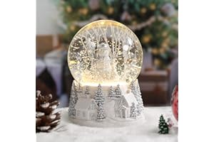 Vipush Village Snowman Style Musical Snow Globe with Color Changing LED Lights, Christmas Decorations with Music Box Gifts for Girls Kids, Decorations for Christmas & Birthday