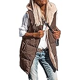PRETTYGARDEN Womens 2026 Fall Reversible Long Vests Sleeveless Fleece Jacket Zip Up Hoodie Pockets Warm Coat Winter Clothing