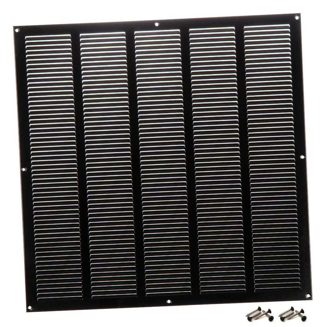 Steinberg14 Black 500x500mm Metal Air Vent Cover with Insect Mesh - 20x20 inch Ventilation Grille - Air Vent Register for Walls and Ceilings - Ventilation Cover for Outdoor and Indoor