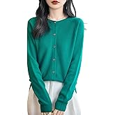 Chanyarn Women's Crewneck 100% Merino Wool Sweater 2025 Spring Fall Solid Long Sleeve Seamless Knitted Cardigan Sweater