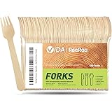 ReeRaa Premium Disposable Wooden Cutlery – Biodegradable Utensils Set of Forks - Sustainable Utensils, Eco Friendly Reusable 