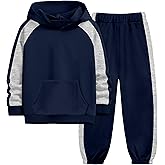 TALLWH Boys Clothes 2 Piece Color-Block Striped Boys Outfits Hoodies Sweatshirt Pants Set Fall Winter Kids Clothes 3-8 Years