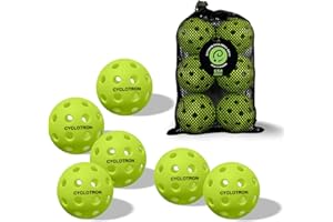 cyclotron 6-Pack Premium Pickleball Balls - USAP Approved, 40 Holes Outdoor/Indoor Pickle Balls with Bag, Perfectly Balanced, High Bounce True Flight, Pickle Ball for Tournament Play