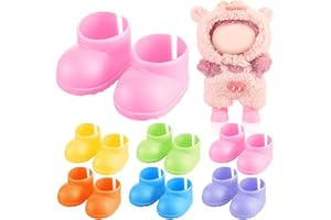 SHYYWEEN 6 Pairs Cute Doll Shoes for 17cm Dolls Mini Rain Boots Fit Perfectly on 15cm/17cm Standing Sitting Series Multi Color Plastic Boots Cute Clothes Accessories (Multicolor)