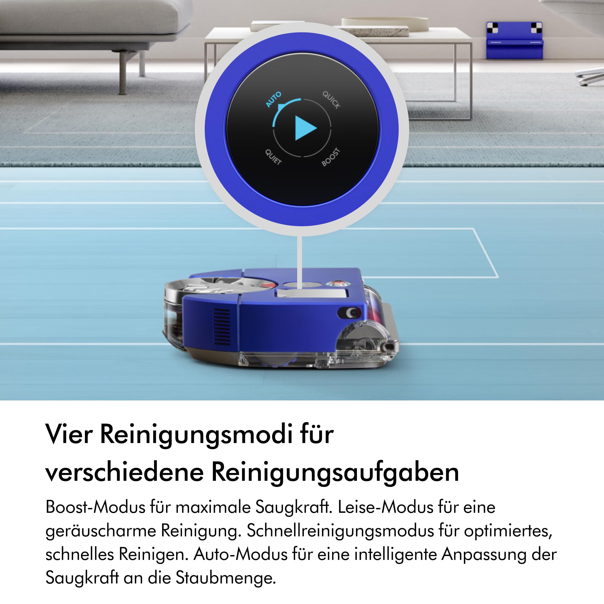 Dyson 360 Vis NAV™ Saugroboter, Vollbreite Bürste, entwickelt für alle Bodenarten (Blau/Nickel) 7