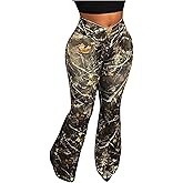 SOLY HUX Women's Camo Flare Pants High Waisted Bell Bottom Pants Y2k Streetwear Trousers