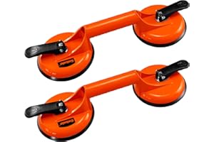 SOLUDE 2 Pack Glass Suction Cups,Aluminium Heavy Duty Vacuum Handle Glass Holder for Lifting Large Glass/Window/Tiles/Mirror/Granite/Floor Gap Fixer/Windshield Removal & Install Tool
