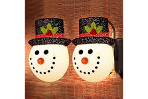 Christmas Snowman Porch Light Cover Decorations,2 pcs Outdoor Snowman Wall Lamp Covers Lampshade for Home Christmas Decor, Ou
