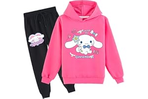 PaPama Children Cotton Hoodie Set,Kids Casual Long Sleeve Pullover Tops with Sweatpants,Loose Fit Sweatsuit for Girls