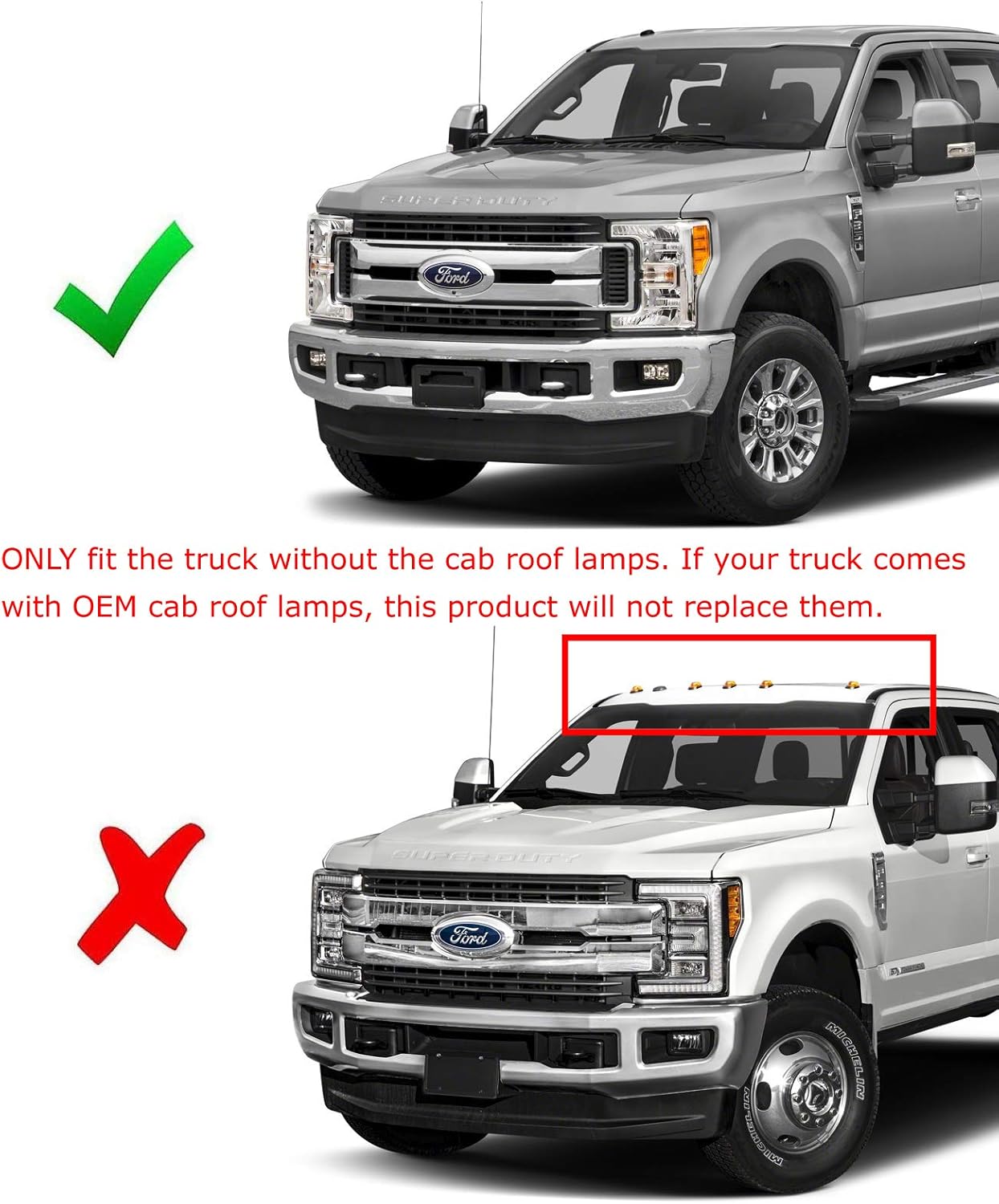 ford f550 super cab on Amazon Com Ijdmtoy 5pc Smoked Lens Xenon White Full Led Cab Roof Marker Light Kit Compatible With 2017 Up Ford F250 F350 F450 F550 Super Duty Fit The Trucks Initially Without Oem Cab Roof