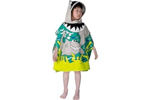 growell Hooded Kids Beach Towels - Toddler Bath Towel Girls Boys Swim Cover-ups for Ages 1 to 6 Kids Pool Towels Quick Dry Lightweight Soft Microfiber Poncho Towel 24x23(Sharks Blue)