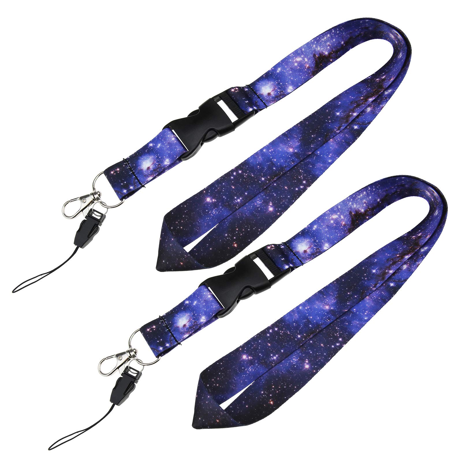 2Pcs Purple Detachable Lanyards with Metal Keychain Clip Small Rope Buckle Holder for Car Keys Cellphones Bus Pass ID Card Badge