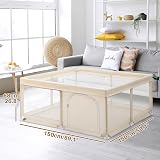 BEJOY Baby Playpen 150cm Large Safe Indoor Outdoor with Mesh Door Beige view 2