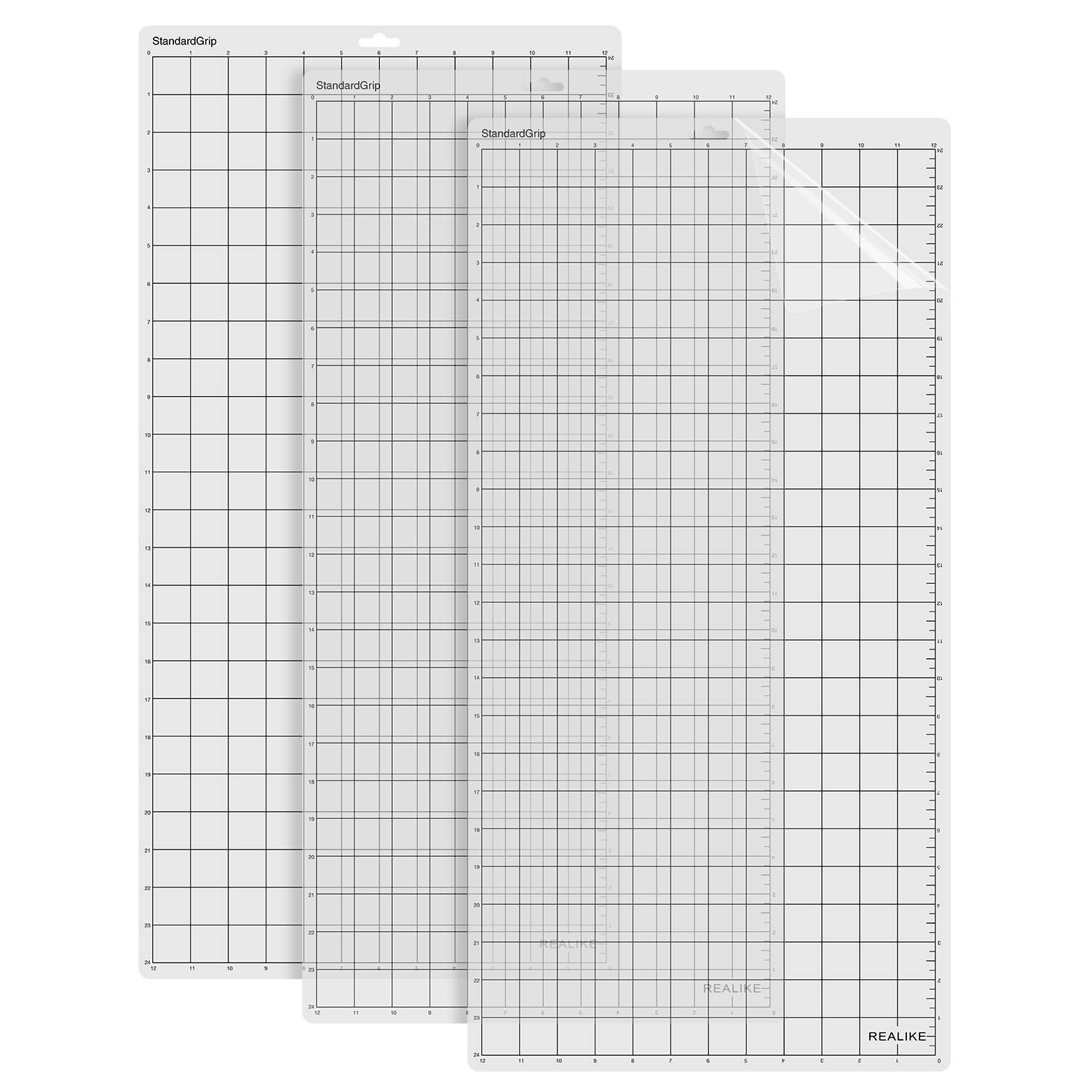 REALIKE Cutting Mat for Silhouette Cameo3/2/1, 3Pack Replacement 12X24 inch Vinyl Standard Grip Cutting Mat for Craft Sewing.