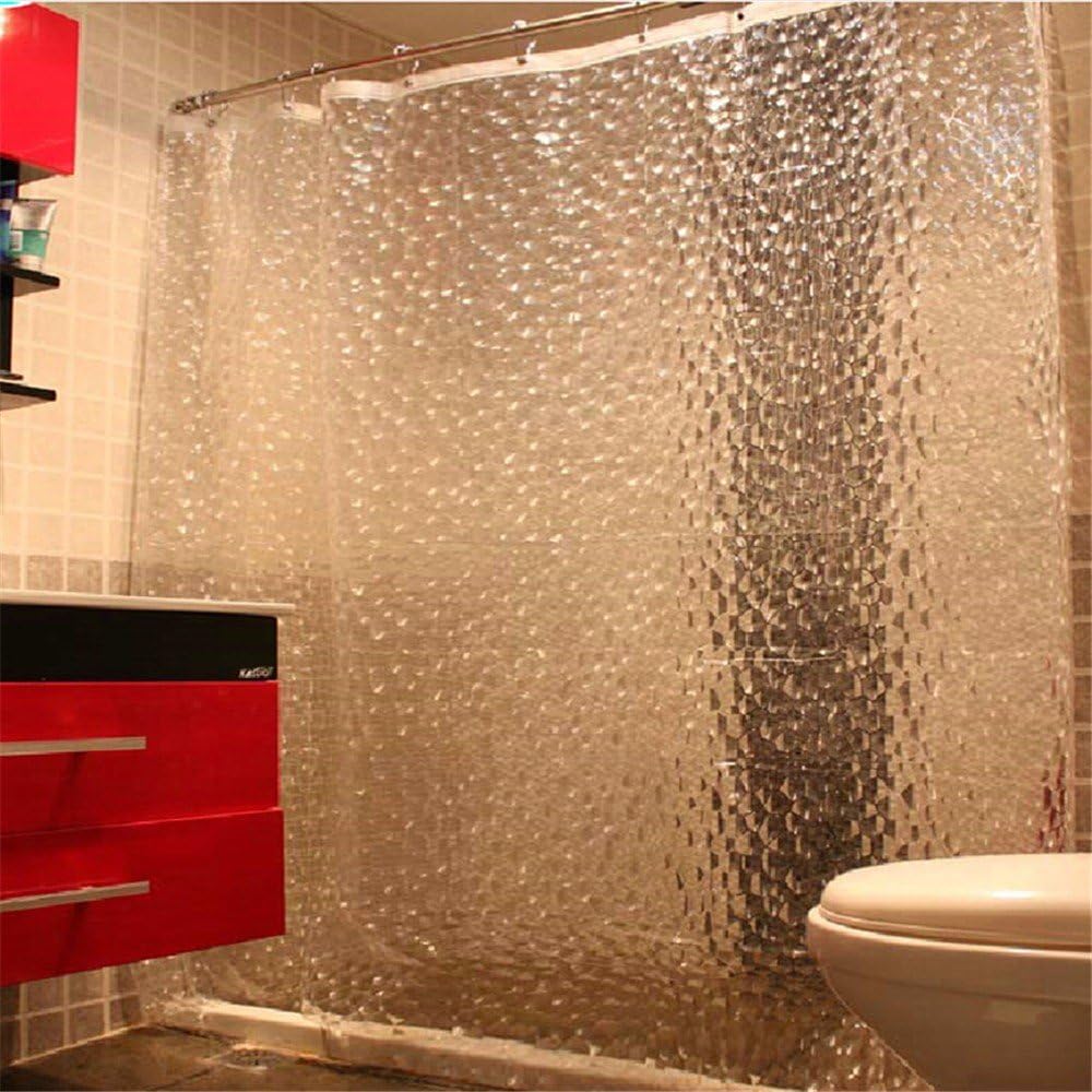 YMFIE Bathrooms half transparent bath curtain bathroom warm waterproof mould thickening curtain,240cm width180cm high