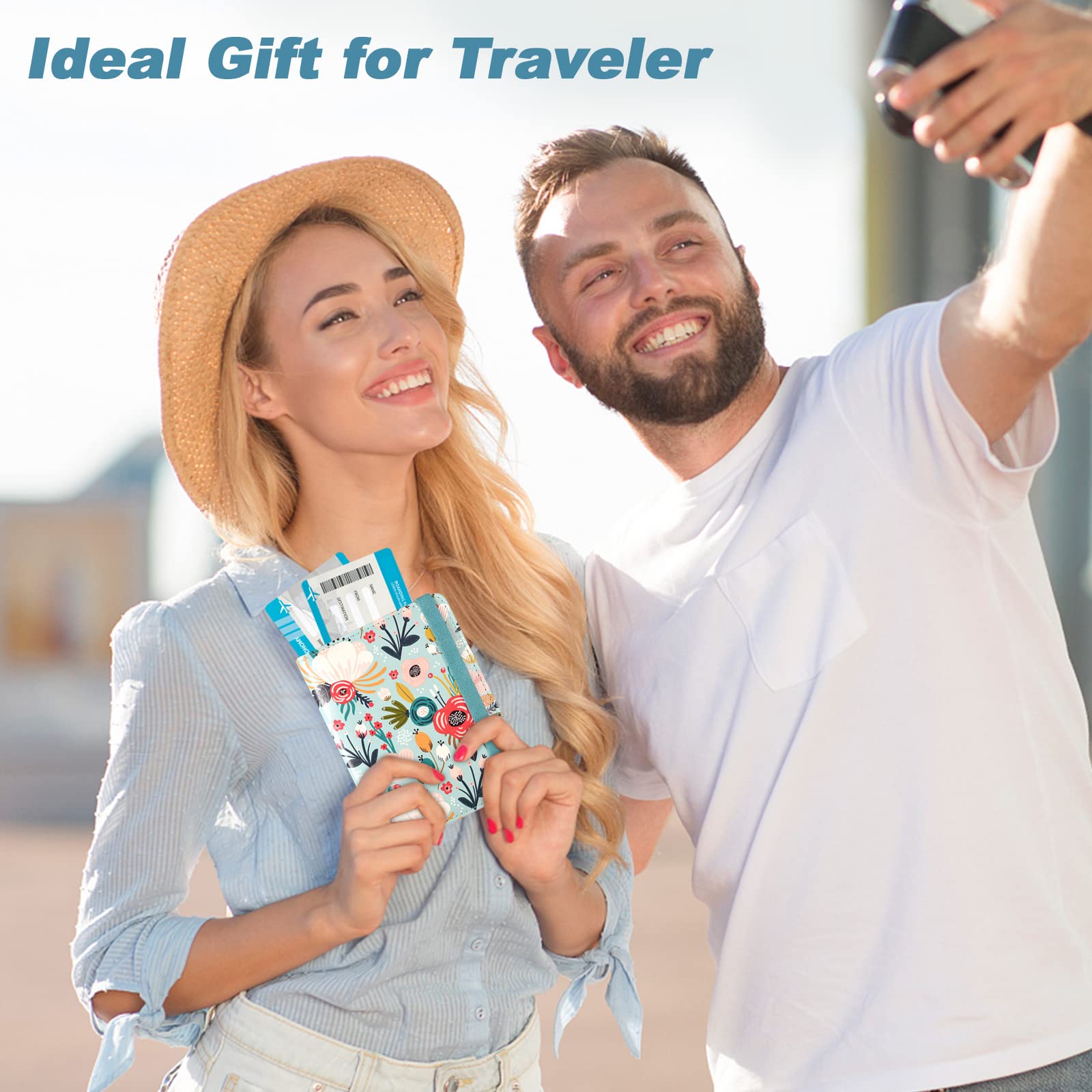 DMLuna Passport Holder, Premium PU Leather Travel Passport Wallet RFID Blocking Passport Cover Case Travel Documents Organizer with Pen Holder, for Women and Men