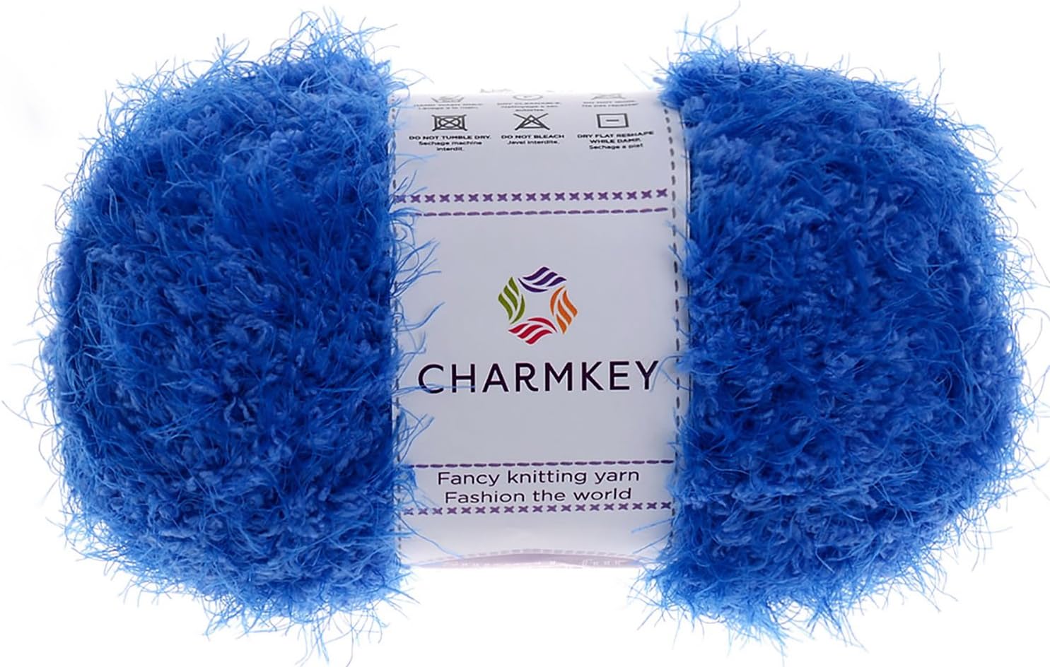 Charmkey Fuzzy Fur Yarn - Soft and Comfy - Easy to Knitting - Fit 5mm Knitting Needle (Blue)