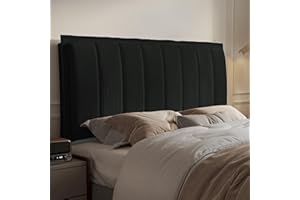 HOMRELEXA Upholstered Headboard Queen Size with 3.1’’ High-Density Sponge Backrest, Modern Striped Head Board Only, Adjustable Height, 2 Screw Easy Assembly (Black)