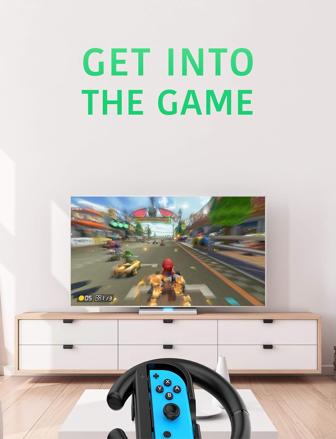 Steering Wheel Controller for Nintendo Switch (2 Pack) by TalkWorks | Racing Games Accessories Joy Con Controller Grip for Mario Kart, Black: Video Games