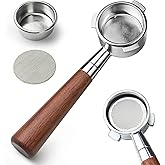 stochastic box 54 mm Bottomless Portafilter with Puck Screen, 3 Ears Espresso Portafilter Compatible with Breville Barista BES870XL Express Machines,Stainless Steel Porta filter and Rosewood Handle