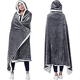 Catalonia Hooded Blanket Poncho | Wearable Blanket Wrap with Hand Pockets | Comfy Sherpa Fleece Throw Cape for Adults, Women Gift