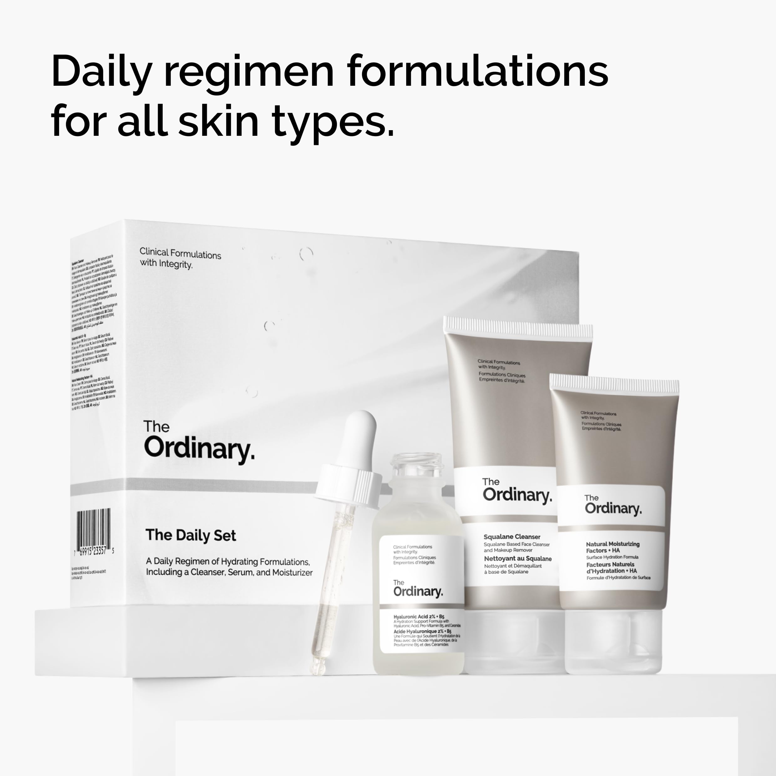 The Ordinary The Daily Set, Daily Skincare Routine with Squalane Cleanser, Hyaluronic Acid 2% + B5, and Natural Moisturizing Factors + HA | Skin Care Set