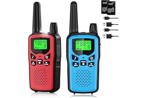 JIANUA Rechargeable Walkie Talkies Long Range for Adults, Walky Talky VOX with 22 FRS Channels, 99 Privacy Codes Two Way Radio,1200mAh Li-ion Battery, for Camping Hiking Emergency (2 Pack Colorful)