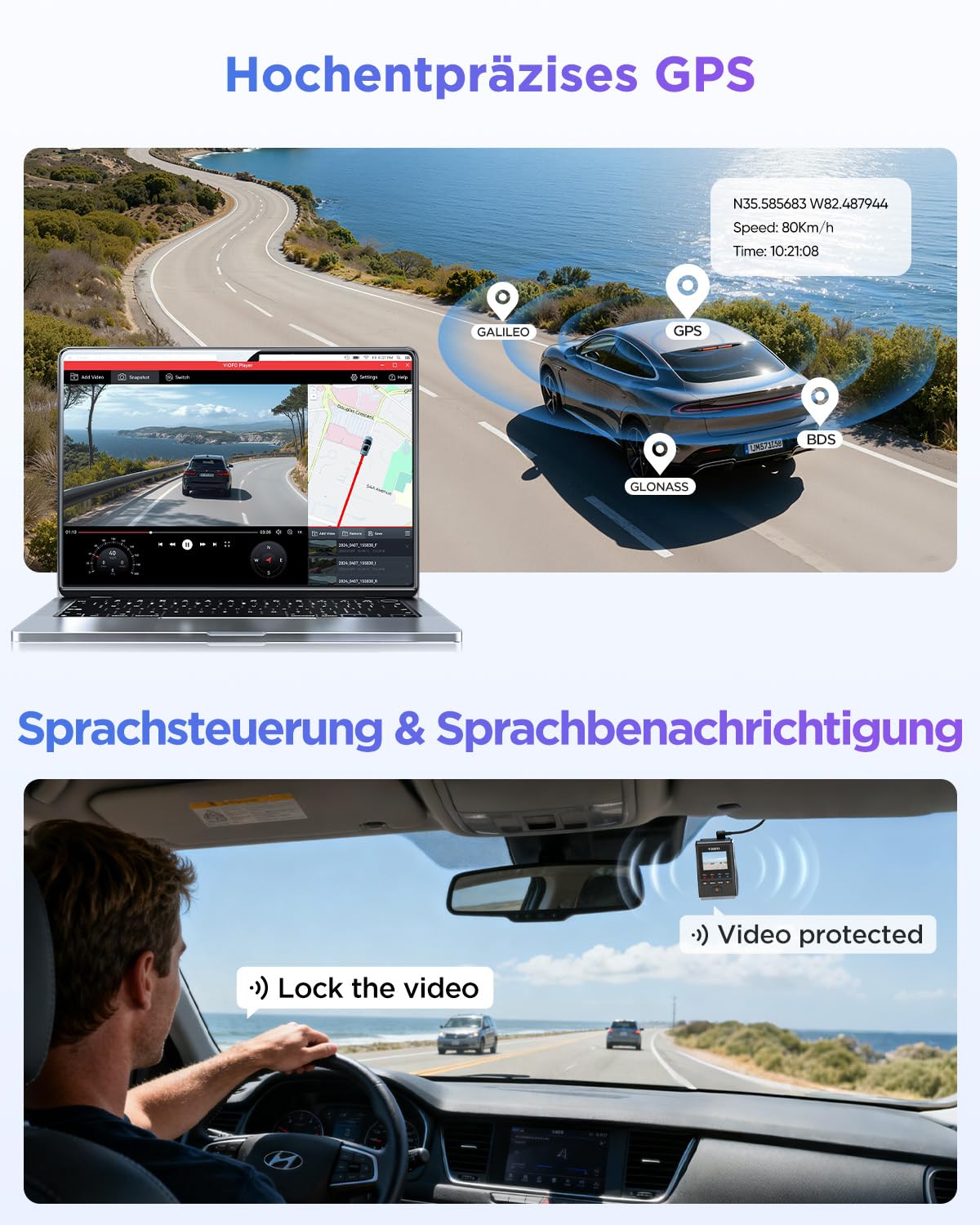 VIOFO A119M Pro 4K HDR Mini Dashcam Auto mit CPL, Wi-Fi 6 & GPS Autokamera Vorne mit STARVIS 2, Sprachsteuerung & Sprachausgabe, Nachtsicht 2.0, Gepuffertes Parkmodus, 1,5" LCD Versteckte Dash Cam 7