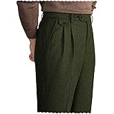 Mens Pants Tweed Herringbone Vintage Dress Pant Trousers Regular Fit Suit Pants for Men