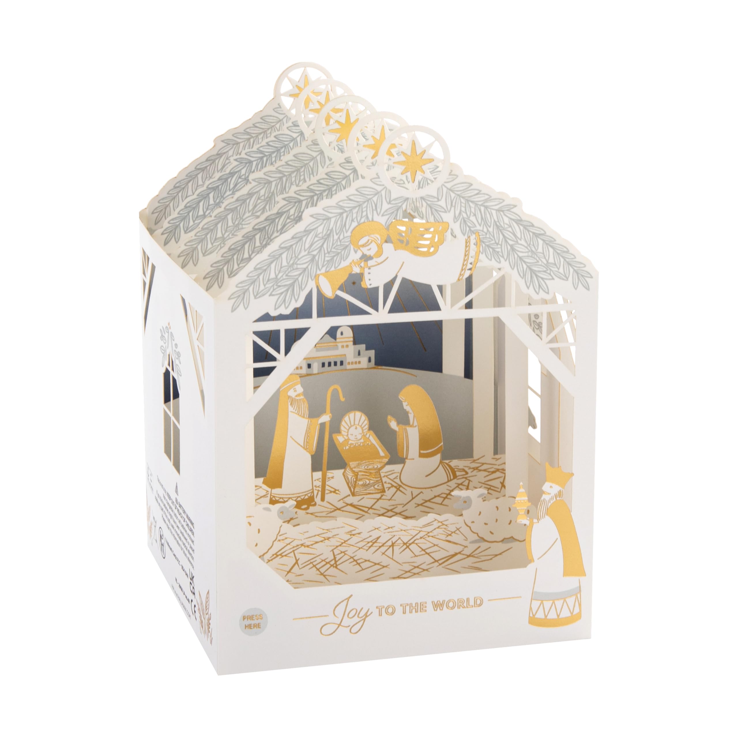 Hallmark Musical Christmas Card, Nativity Scene, 3D & Pop Up Shadowbox Christmas Card, Light Up Card