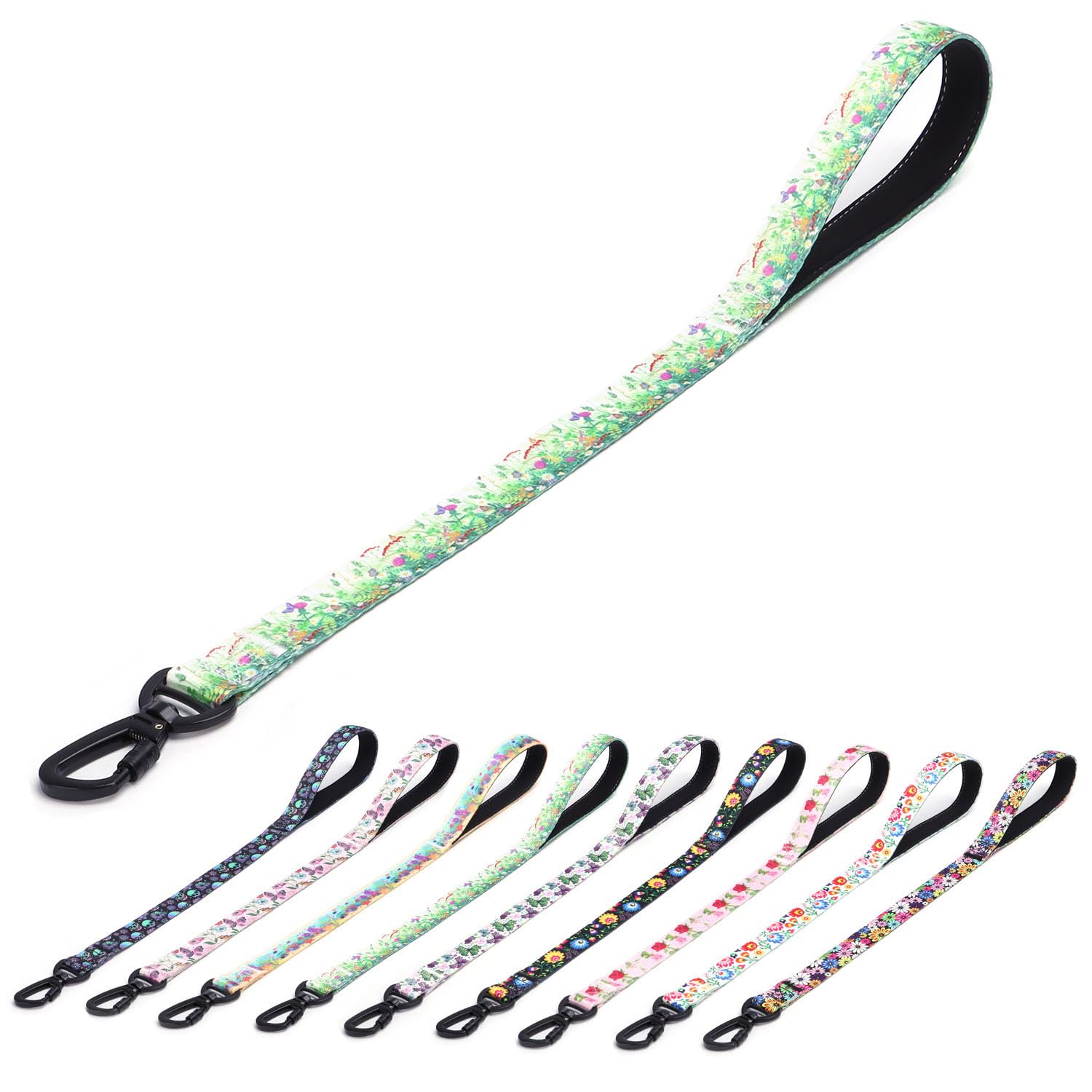 haoyueer Dog Leash, Short Traffic Leash for Dogs, Heavy Duty Floral Pattern Female Safety Nylon Training Dog Leash for Medium & Large Dogs (Grass, 23 inch)