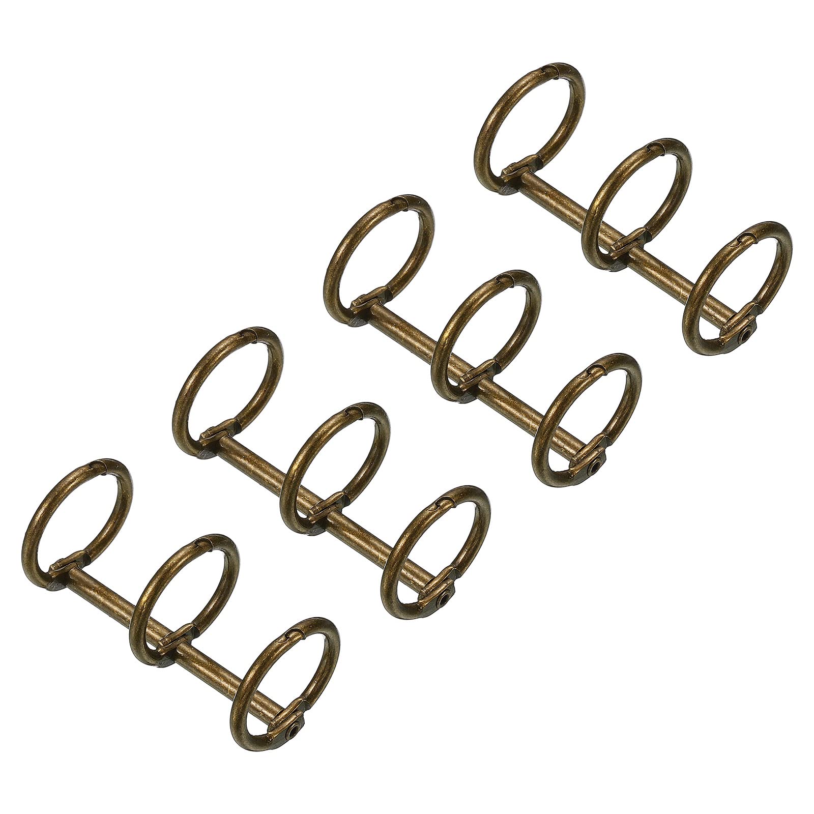 PATIKIL 0.63" Dia 3-Rings Book Rings, 4 Pack Metal Binder Rings Loose Leaf Ring Detachable for Office Desk Calendar Photo Album, Bronze