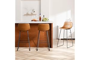 HeuGah 30 Inch Bar Stools Set of 3, Whiskey Brown Counter Height Bar Stool Chairs with Back for Kitchen Counter Modern Bar Height Chairs High Barstools Kitchen Island (3 Pcs Whiskey Brown, 30 Inch)