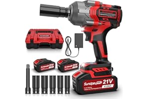 SundpeyPRO Cordless Impact Wrench 750Ft-lbs(1000N·m) - 21V 1/2" Brushless Electric Impact Driver with 2 * 4.0Ah Battery - 3000RPM Power Impact Gun with Sockets & Fast Charger & Case for Car Truck RV