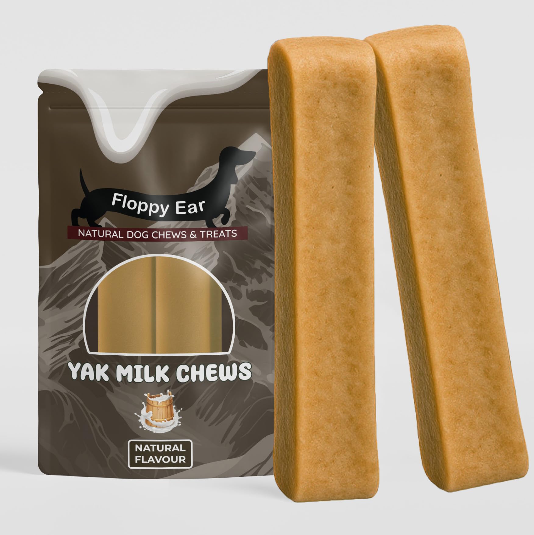 Floppy Ear Himalayan Yak Chews - Milk-Based Dog Treats - King (Pack of 2) - Protein & Calcium Rich Long Lasting Dental Sticks - Healthy Natural Snack Bars for Dogs