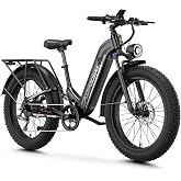 Aipas M1 Pro Electric Bike for Adults, 26 x 4 Fat Tires, 48V 17.5Ah Battery | Dual Suspension, 1800W Peak Motor, Up to 85 Miles, Step-Thru for Commutes &amp; Trails,SGS Certified to UL 2849 for M1 Pro E-Bike