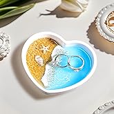 MASDEC Ocean Resin Jewelry Dish,Handmade Coastal Decor Trinket Tray for Rings Earrings Necklaces Bracelet Watch Keys,Birthday Engagement Gifts for Women,Mother's Day Valentine's Day Gifts for Her