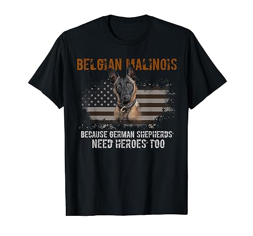 Belgian Malinois American Flag Funny T-Shirt Dog Gift T-Shirt in