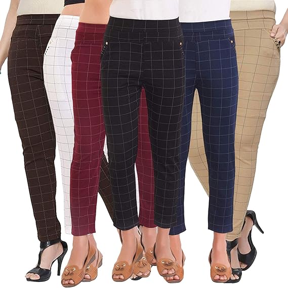 ladies check jeggings