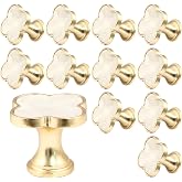 suiwotin 12 Pack Brass Cabinet Knobs, White Clover Knobs | Decorative, Brushed Gold Finish, Dresser Drawer Knobs, For Closet Cupboard Pantry