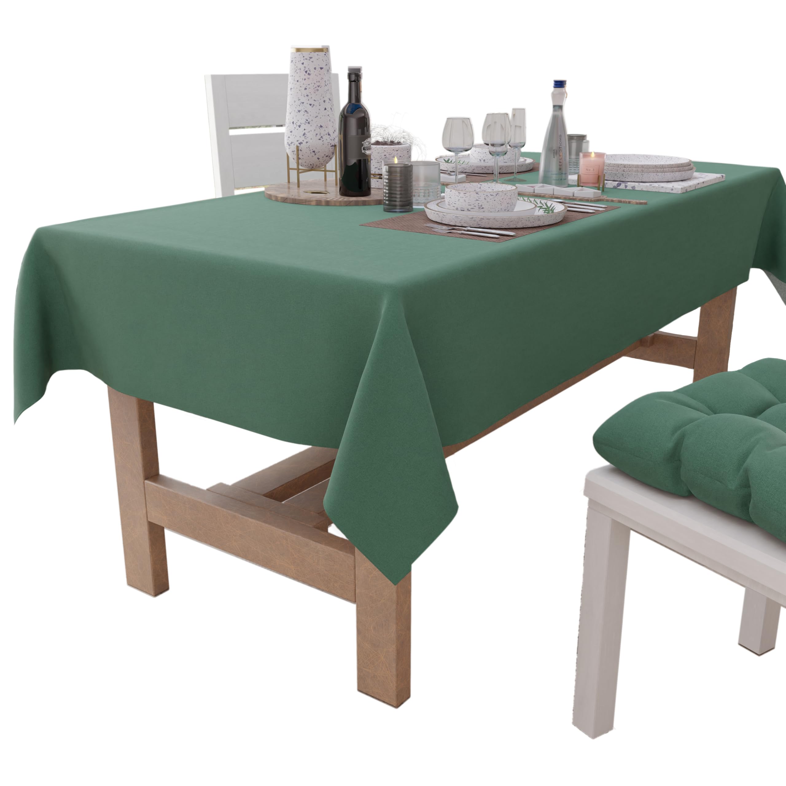 PETTI Artigiani Italiani Tablecloth for Kitchen Cotton Plain Green Design 100% Made in Italy