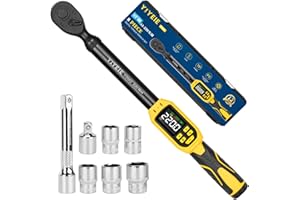 YIYEIE 8PC Digital Torque Wrench 1/2" Drive | 8.5-160 ft-lb | ±1% Accuracy | Smart Alert Multi | 1/2-Inch Go-To Tire-Lug Kit for Moto, Auto, DIY with 5 Sockets, Extension Bar, Adapter | 16.5 inch long