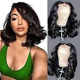 Aolisox 14 Inch Bob Wig Human Hair 13x6 Body Wave Lace Front Wigs Human Hair 200 Density HD Lace Frontal Wigs Short Body Wav Wigs for Women Pre Plucked Natural Black